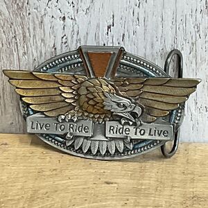 1996 Bergamot Biker Live to Ride Ride To Live Belt Buckle Mens Eagle Motorcycle‎